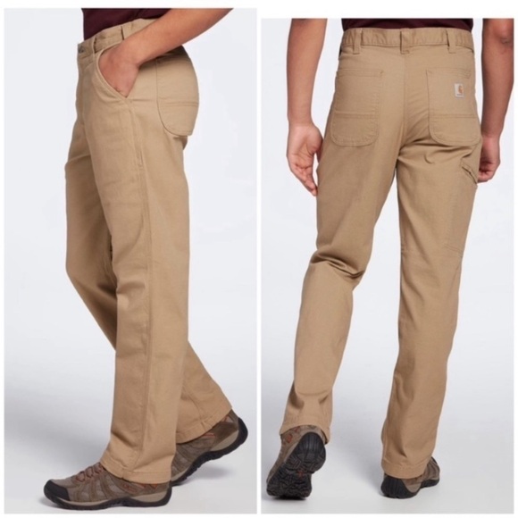 CARHARTT Rugged Flex Rigby Dungaree Pants in Khaki Beige Size 34 - Picture 8 of 10
